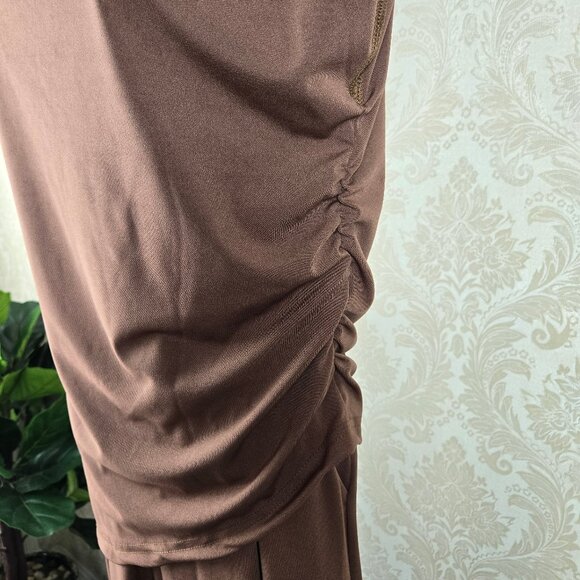 Zestora Size Small Brown 2 Piece Pant Set Bateau Neckline Elastic Pull On Pants - Picture 6 of 15